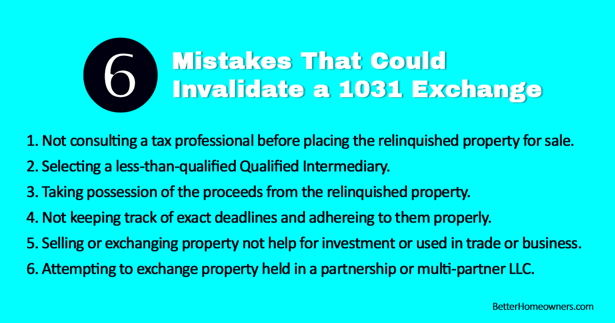 Mistakes that Could Invalidate a 1031 Exchange